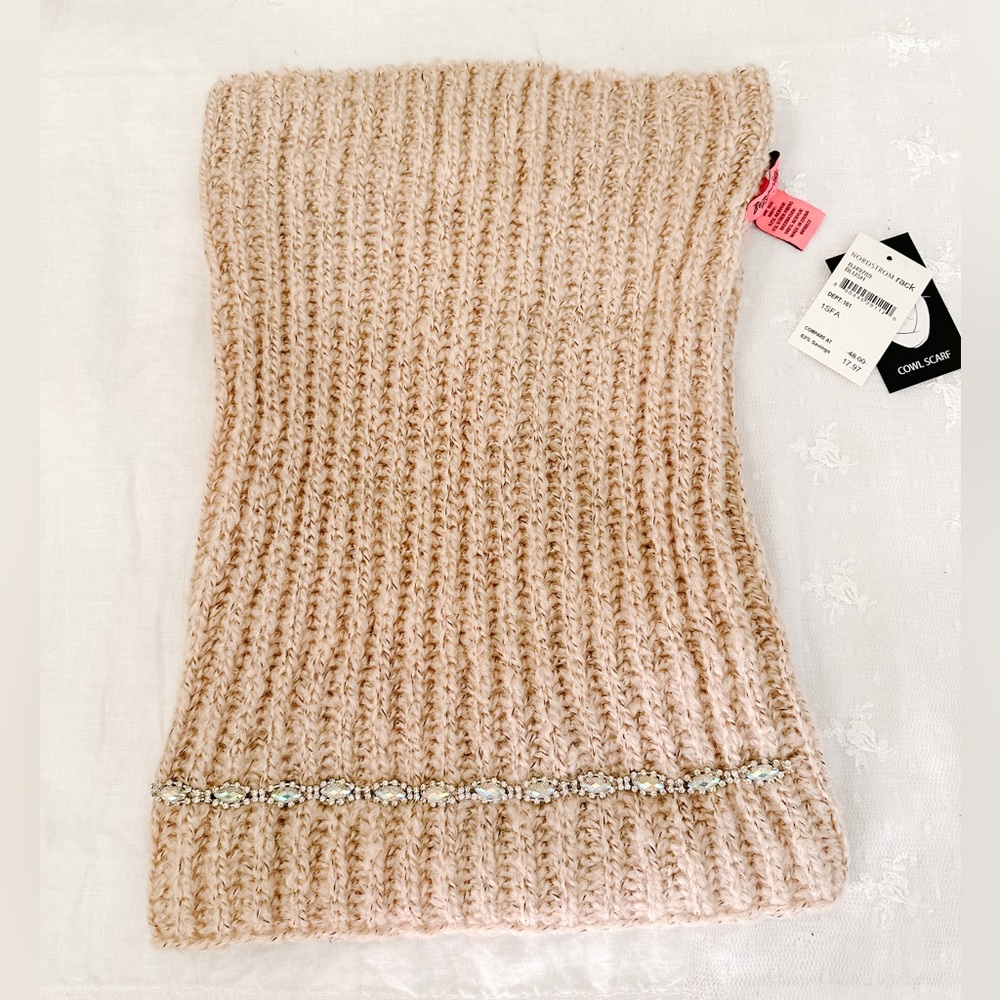 NWT Nordstrom Betsey Johnson Rhinestone Cowl Scarf
